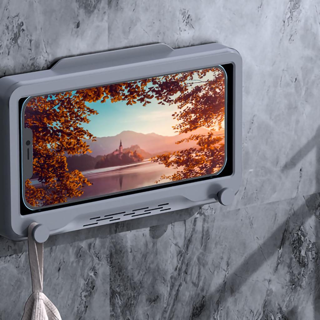 Wasserdichte Handyhülle Dusch-Handyhalter Wandhängend Freies Stanzen 360-Grad-Drehung Touch