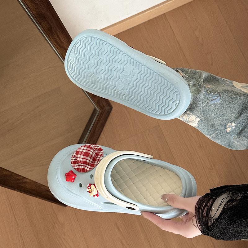 Cute Cartoon Miffy Rabbit Two Wearing Hole Shoes Women's Summer Platform with Skirt Non-slip Outer Bag Head Sandals