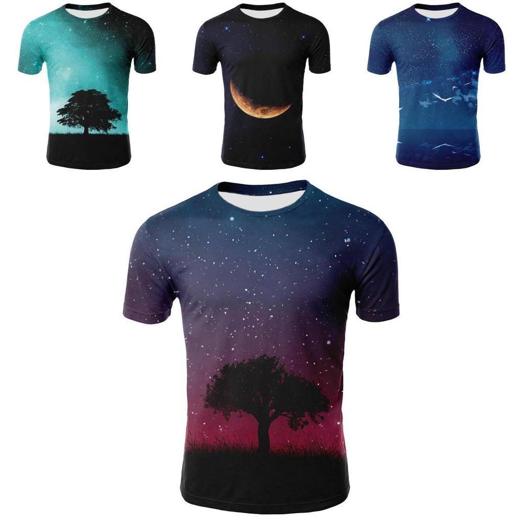 Modale Summer T Shirt For Youth With Digital Space Starry Sky 3d Print Casual Top