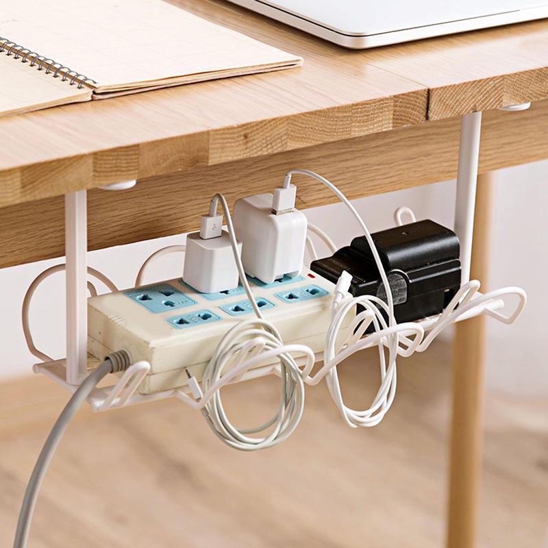 2pcs Abs Material Under The Desk Power Cord Is Inserted And Arranged In A Storage Basket Cabinet To Keep Neat And Orderly