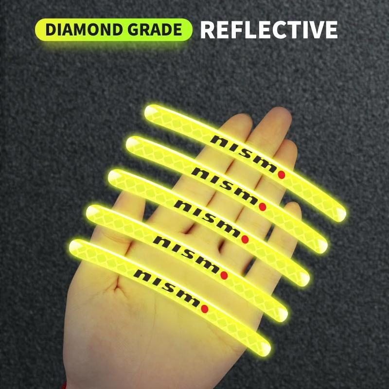 Car Wheel Hub Reflective Sticker Tire Rim Reflective Strips Sticker For Nismo Nissan Tiida Teana Skyline X-trail Almera Qashqai