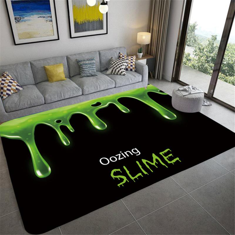 Flannel Area Rug Anti-slip Modern Abstract Carpet Welcome Door Mat Anti-Slip Doormat Halloween Carpet with Pumpkin Pattern