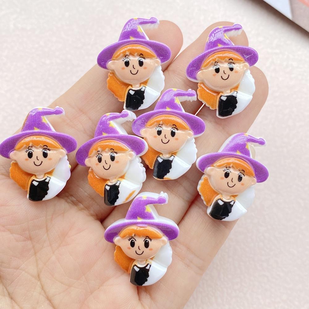 10Pcs New Cute Resin Cartoon Halloween Ghost, Pumpkin Series Flat Back Scrapbooking DIY Jewelry Craft Decoration Accessories