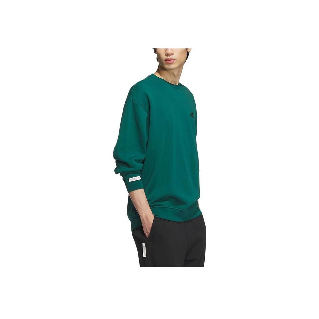 Adidas Casual Sports Series Logo Letter Casual Round Neck Pullover Drop Shoulder Long Sleeve Sweatshirt Unisex Sweatshirt Forest-Green JM9109