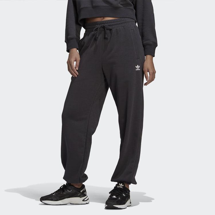 Adidas Originals Trefoil Sweatpants, Women Daily Casual Soft Comfort Straight Leg Black Bottoms HU1622