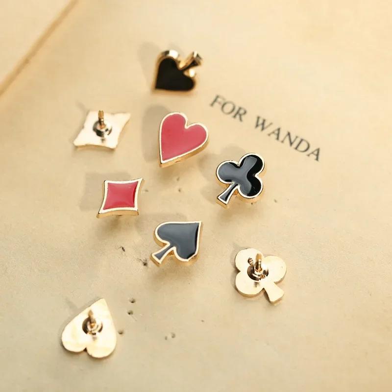 i-Remiel Popular Small Poker Cufflinks Pins and Brooches for Women Men Zinc Alloy Broche Brooch Badges Shirt Collar Accessories