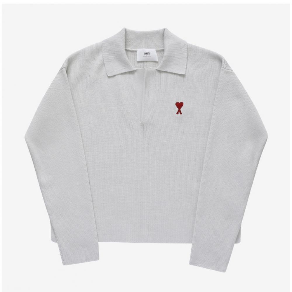 Ami Upl346 Kn0042 193 Ami De Coeur Small Heart Logo Polo Public Knit