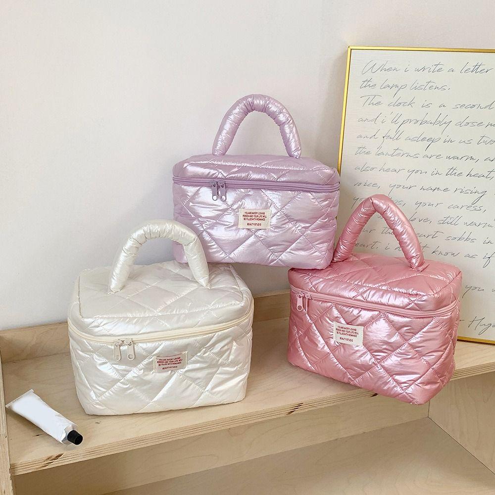 

Портативная корейская сумка для набора косметики, сумки с ручками, органайзер для косметички в клетку, сумка для кемпинга