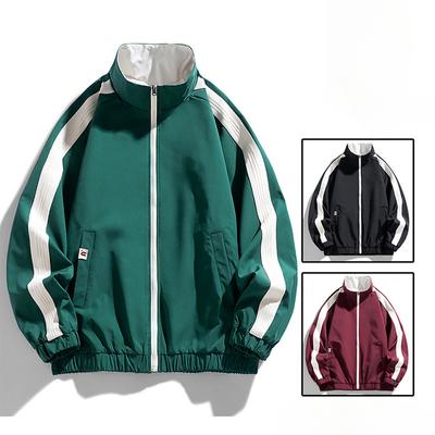 Stand Collar Jacket Men's Spring New Style Double-sided Striped Loose Jacket Trendy Brand Versatile Large Size Fashion Top