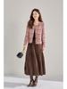 Spring Grey High-Waisted Slimming Pleated Midi Skirt - Versatile Commuting Outfit