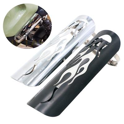 Eșapament universal vintage cromat placat cu căldură pentru motocicletă scut curbat modificat capac de protecție țeavă de tobe de motocicletă