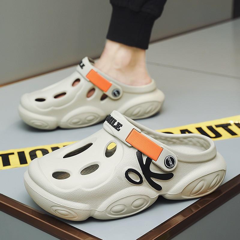 

Hole shoes men s casual new sandals men s beach shoes home wear trend student sandals 39 сірий колір