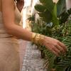 Roestvrij Staal Rozenbloem Hol Gehamerd Manchet Armband Vintage Open Armband Voor Vrouwen Bloemig Metalen Sieraden