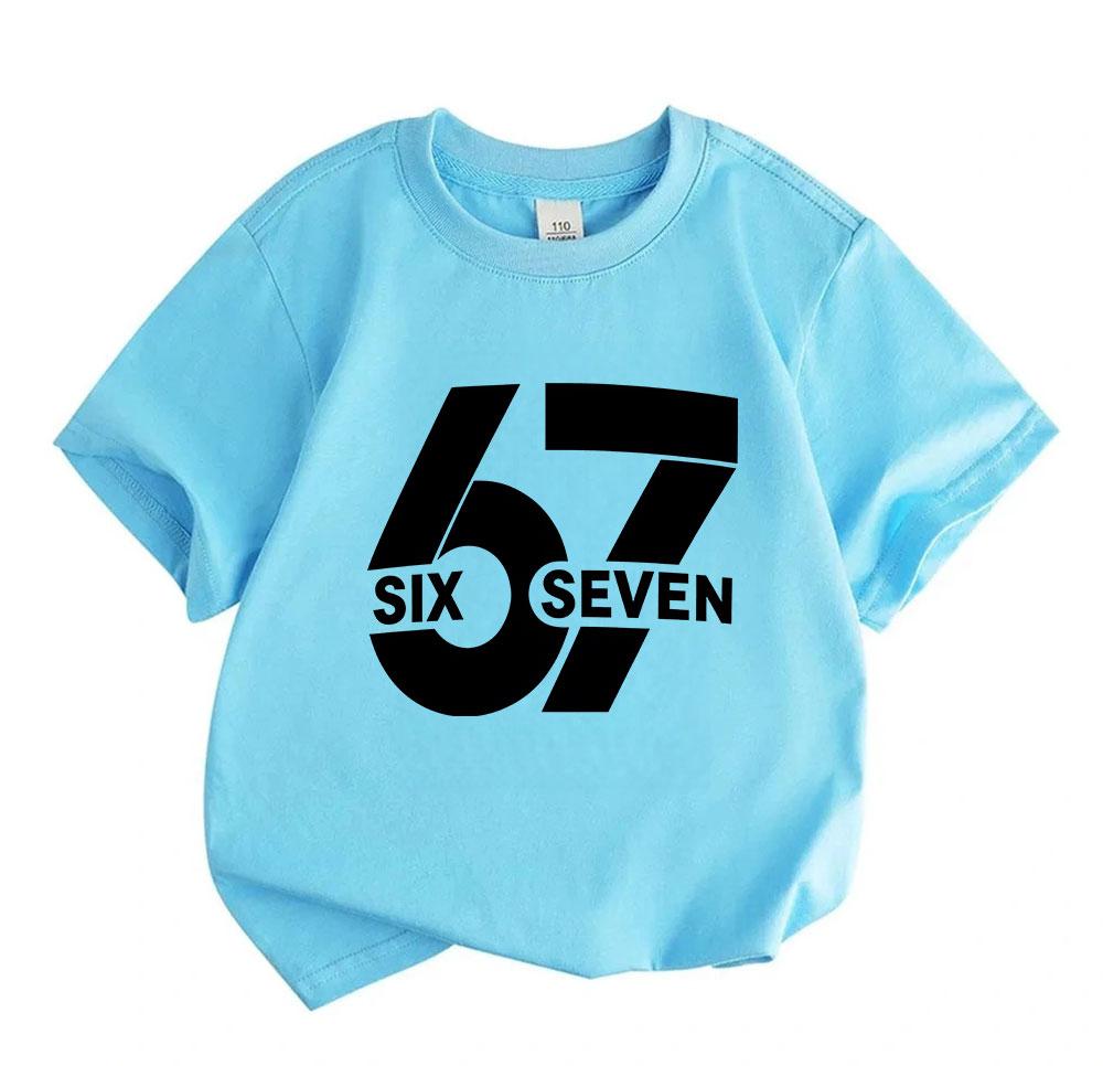 Kids Boys Girls Crew Neck Short Sleeve 100% Cotton T-Shirt, Stylish 6 7 Number Print Casual Soft Breathable Tee for Daily Wear School Summer Outfits 2