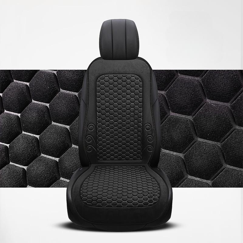 

Зимняя подушка для автомобильного сиденья Защитная накладка на сиденье из короткого плюша с нескользящей подкладкой Чехол из флокированной ткани Универсальные чехлы на передние сиденья Artificial Plush&Autumn And Winter чёрный