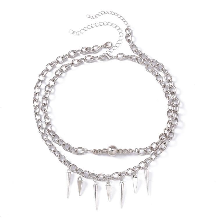 Уличная мода Готический Ожерелье на ключицы Тяжелая Цепь Дизайн Заклепки Акцент Ожерелье для Мужчин Женщин Хип-Хоп Украшения 1