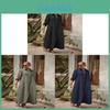 Cotton Linen Long Dress With Shirt Collar For Elegant Casual Wear