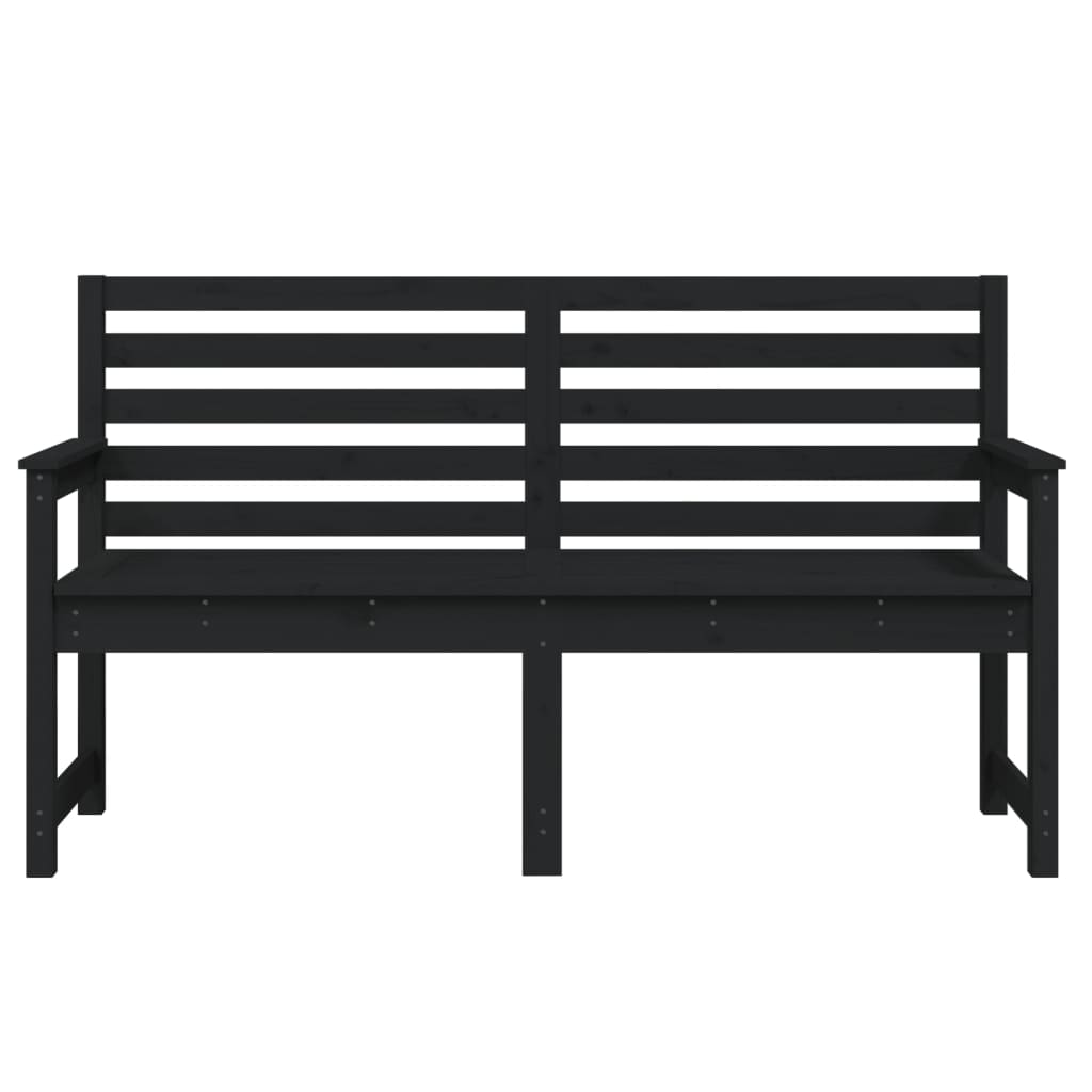 Garden Bench Black 159.5 x 48 x 91.5 cm Solid Pine Wood