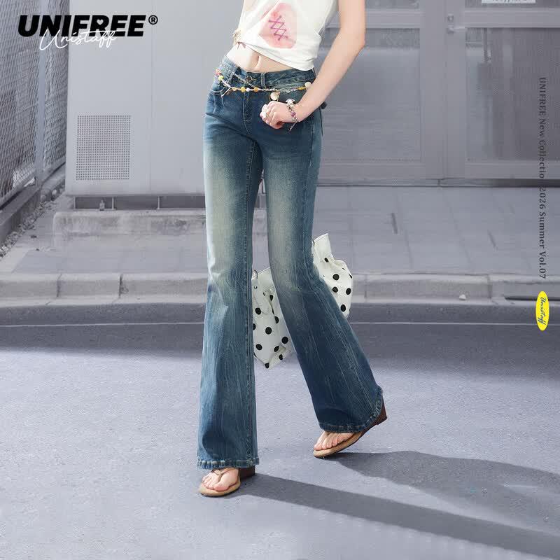 UNIFREE Retro Washed Flared Jeans XL