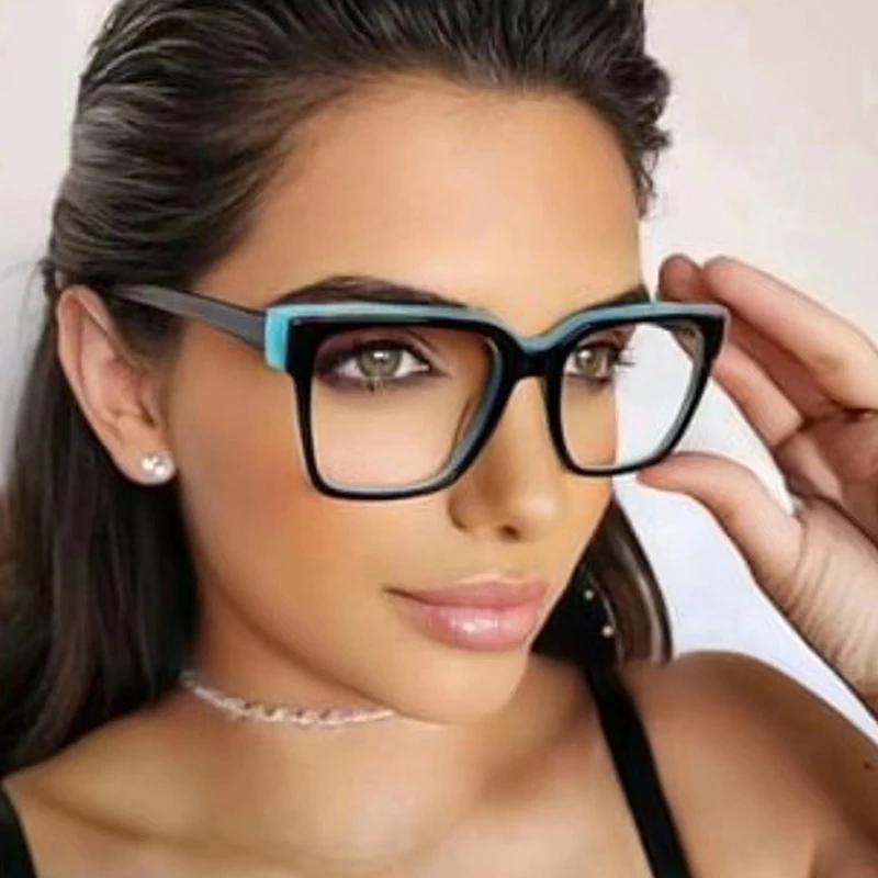 SHAUNA Mode Doppel Farbe Frauen Cat Eye Brille Rahmen Retro TR90 Klar Anti-Blau Licht Brillen Männer Optische Blau gelb Rahmen