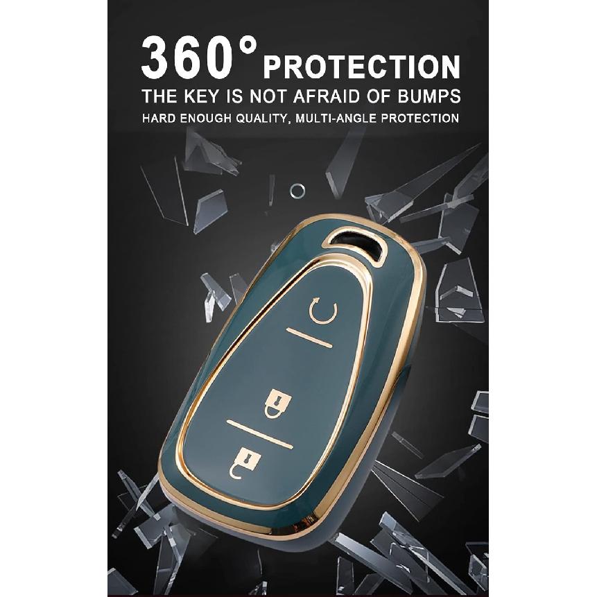 HIBEYO TPU Smart 3 Button Key Fob Case for Chevrolet Equinox Cruze Trax Malibu Verano Traverse 2016-2018 Onix Cruze Sonic Camaro Volt Bolt