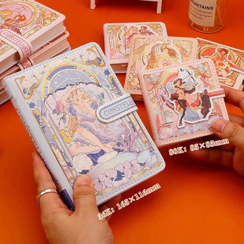 Pen Notatbok Fargeside Illustrasjon Mykt Skinn Magnetisk Spenne Studentdagbok Innbundet Notisblokk