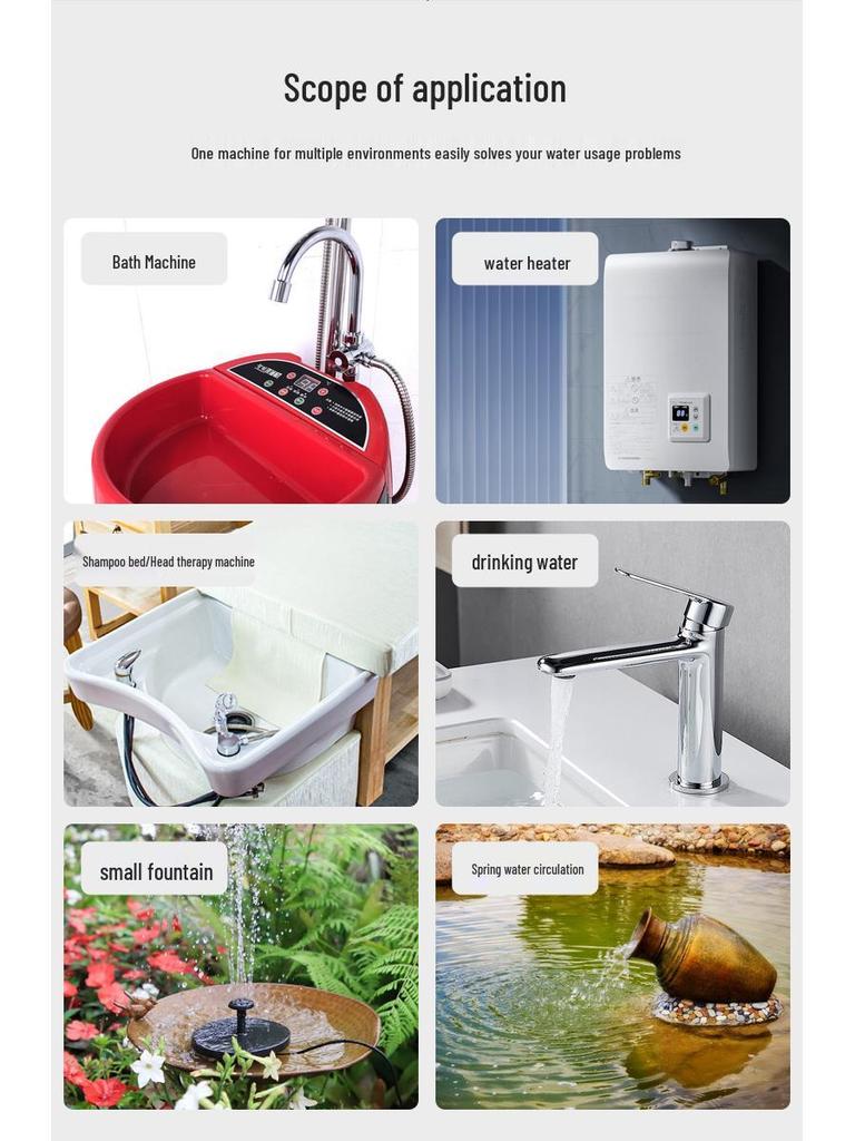 Bomba de Chuveiro Móvel Sem Escovas de Alta Temperatura 12V/24V CC & Booster Submersível para Aquecedor Solar de Água