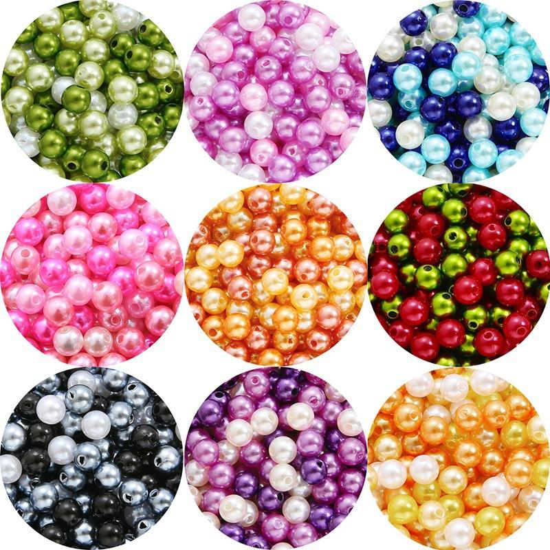Color Abs Perforated Imitation Pearl Loose Beads Diy Hand-Woven Beaded Bracelet Homemade Jewelry Material