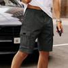 Men's Cargo Shorts Elastic Waist Drawstring  Casual Loose Solid Color Cargo Shorts With Six Pockets