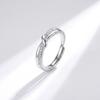 Bague Romantique Réglable en Argent Sterling S925 avec Demi-Rangée de Diamants Torsadée