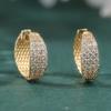 Exquisite Full Synthetic White Zircon Golden Plated Hoop Earrings Women's Elegant Concise Daily Banquet Wedding Jewelry
