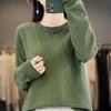 2026 Autumn Women's Round Neck Knit Pullover Sweater, Long Sleeve Jacquard Cardigan Base Layer