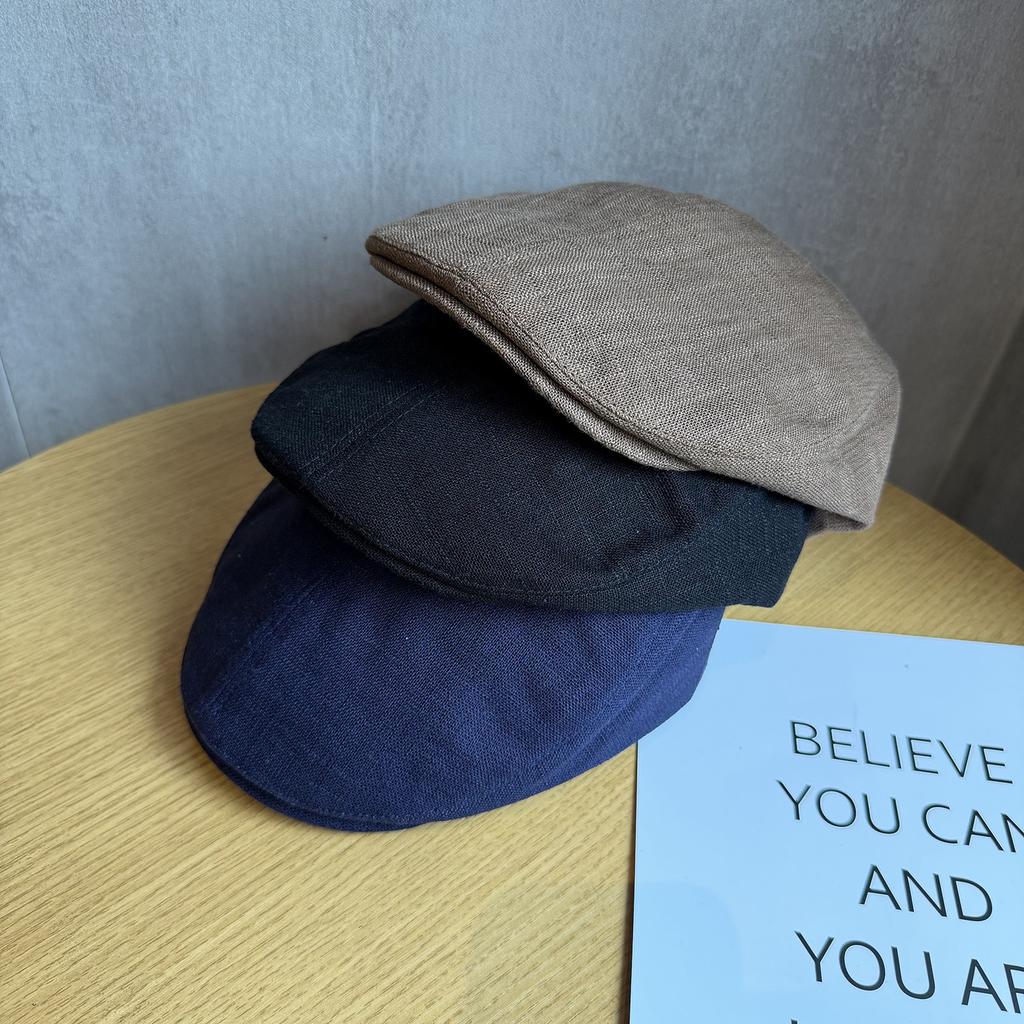 Blogger Forward Hat Women's Summer Linen Cotton Breathable Retro Ins British Beret Reverse Cap Men