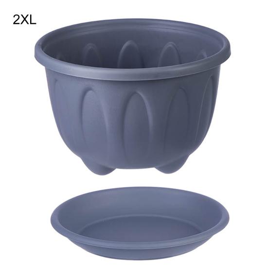 

Цветочный горшок, полезный для двора, легкий круглый пластиковый садовый горшок, высокое качество, красивый 2XL серый