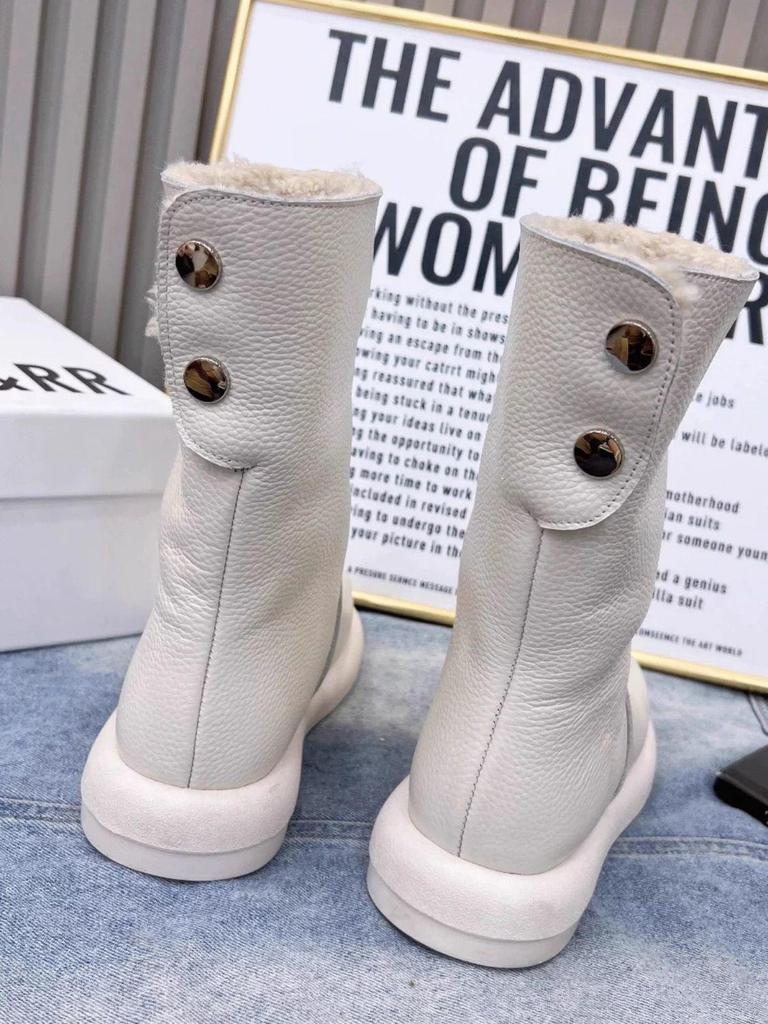 Rejia 2025 Winter Milk Tea Color Women's Martin Boots - Flat Bottom, Two-Wear, Thickened Snow Boots