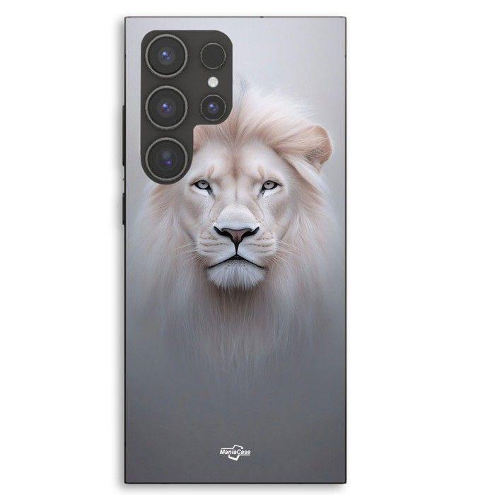 Coque téléphone - MANIACASE - Samsung Galaxy S24 Ultra - Silicone TPU - Lion Blanc - Noir