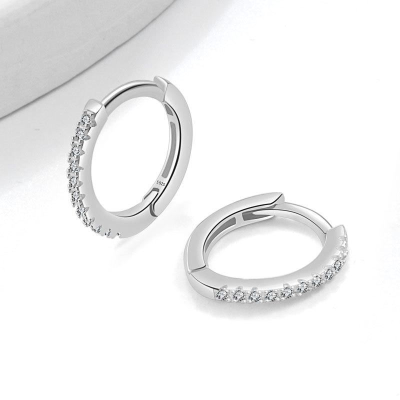 Hot Sale Classical Jewelry Gold Plated S925 Sterling Silver Inlaid Diamond Round Hoop Earrings for Women platinum серебряный