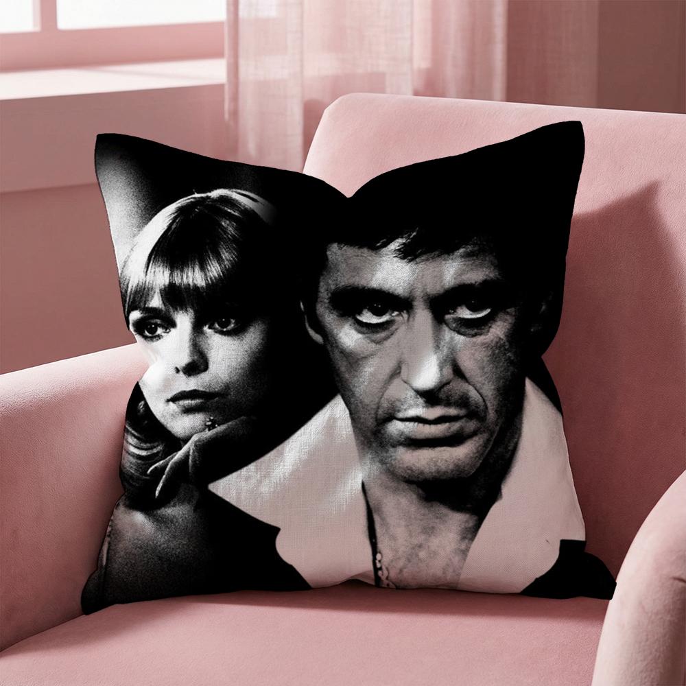 S-Scarface Movie Cushion Cover Multi-Scene Pillow Cover for Home & Car - Reversible, Soft & Durable for Daily Use