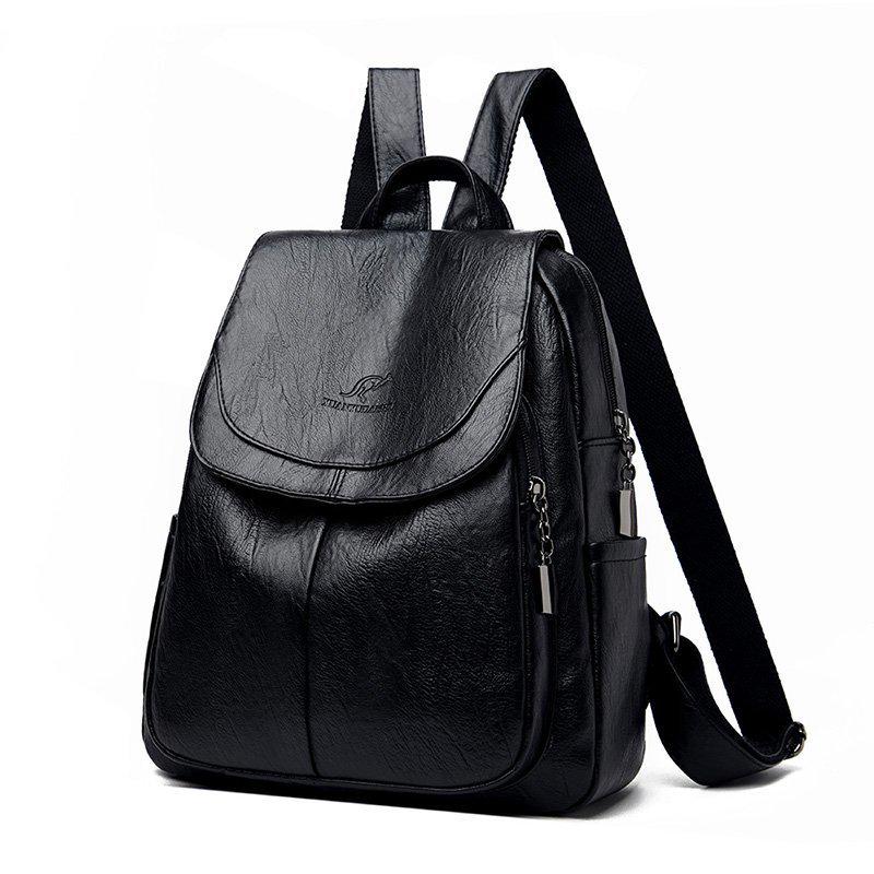 

Женский дорожный рюкзак из мягкой кожи большой вместимости - Универсальная новая повседневная студенческая сумка 2025 года чёрный