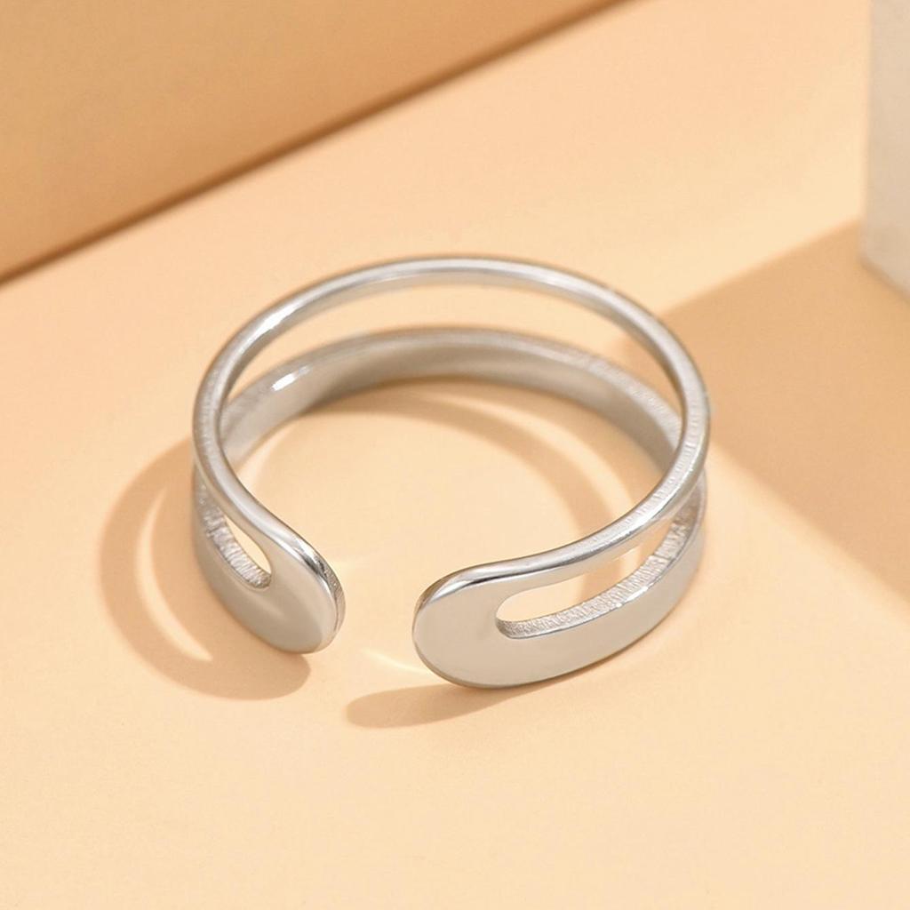 Fashionable Stainless Steel Open Adjustable Plain Ring - Versatile Stackable Style for Index Finger