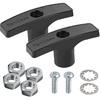 TonGass (2-Pack, Grey RV Waste Valve Handle Replacement For Extension Rod RV Parts Tank Hose Handle Waste Valve Handles Kits With 4 Nuts 2 Screws 2