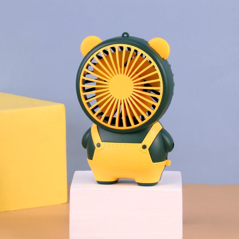 

Cartoon Handheld Small Fan Desktop Mini Rechargeable Student Dormitory Office Desktop Fan Outdoor Portable Ideal Gift темно-зеленого