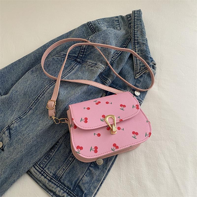 

Маленька сумка-мессенджер через плече з принтом свіжої вишні, жіноча модна універсальна маленька квадратна сумка рожевий