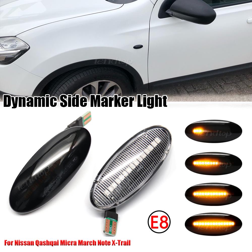 LED Dynamic Side Marker Repeater Turn Signal Light For Nissan Qashqai J10 X-trail T31 Cube Juke Leaf Micra K13 Note E11 NV200Turn Signal 2