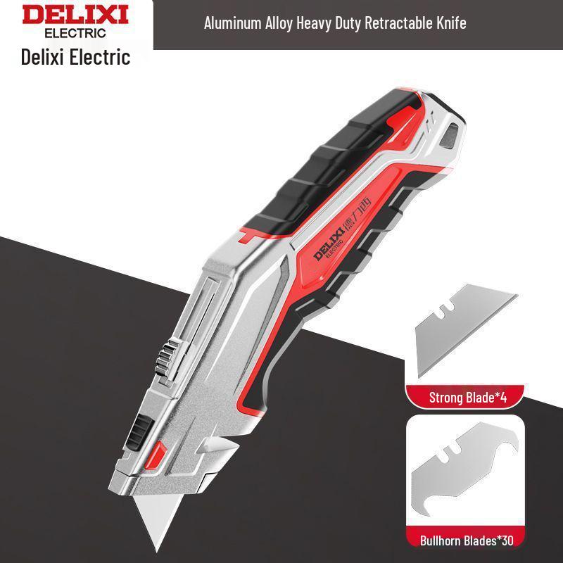 Heavy-Duty Industrial Folding Utility Knife with Thick All-Steel Retractable Blade for Electricians and Cable Work.