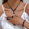 Set Elegant de Bijuterii cu Zirconiu și Strass în Formă de Picătură de Apă: Colier, Cercei, Brățară și Inel pentru Mirese