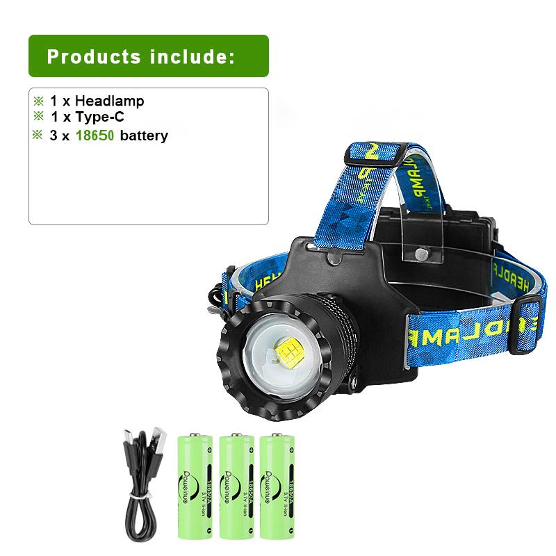 Ultra Powerful 4*600W LED Headlamp Super Bright Long Range Head Flashlight USB Rechargeable Head Torch Fishing Hunting Head Light