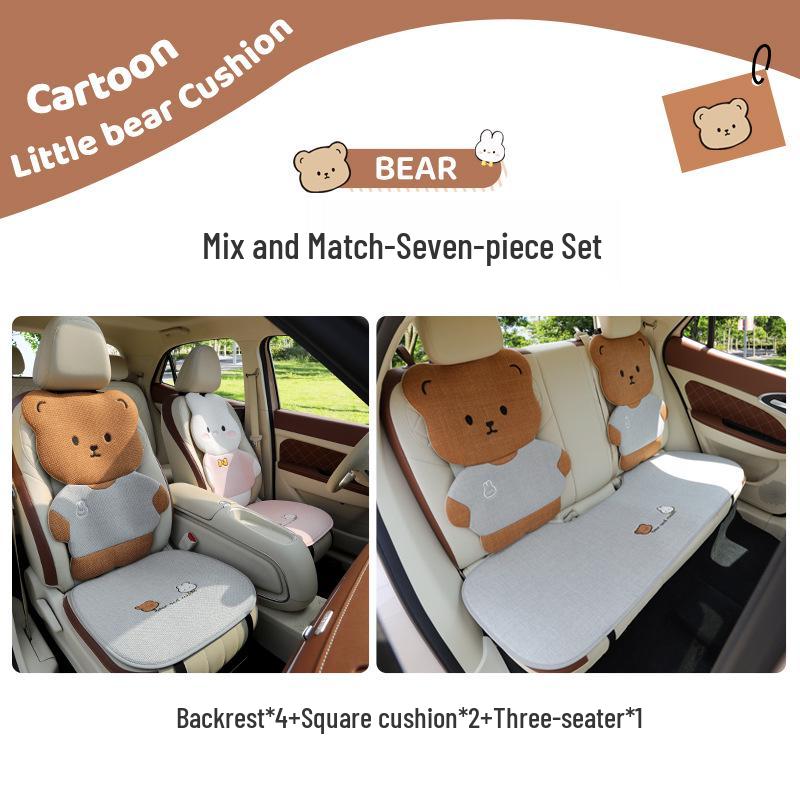 Pernă Scaun Auto Desen Animat - Universală, Bumbac-In Respirabil, Husă Scaun Spate pentru Patru Sezoane