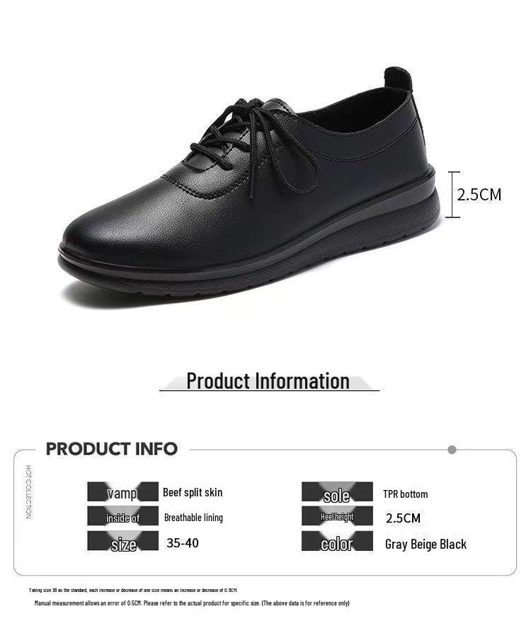 Women's Black Soft Leather Anti-Slip Loafers for Long Hours in Hotel Kitchens