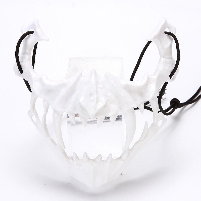 Parti Kurukafa Maskesi Uzun Dişli Şeytan İskelet Yarım Yüz Maskesi Kurt Ejderha Kaplan Houjuu Nue Maskesi Cosplay Cadılar Bayramı Kostüm Aksesuarları